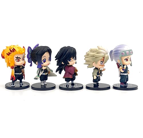 Image of Trunkin Demon Slayer Hashira Mascot Shinobu Kocho Giyu Tomioka Tanjiro Kamado Gyomei Himejima Kyojuro Rengoku Chibi Small Action Figure Set of 5 Model A Kimetsu no Yaiba Anime Figurines