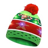 Gorro de Navidad con Luces, Interesante Christmas Hats Led de Colores, Sombreros de Navideños de Luz, Lindo Gorros de Navideños para Niños Adultos Fiesta de Navidad, Calidez Invernal (Colores-L)