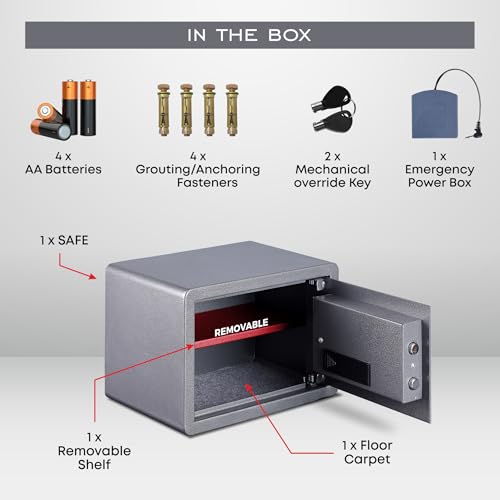 Image of LAPO Digital Safe Locker Box for Home, Safety Locker with LCD Display Electronic Keypad, Fingerprint & Keys, Tijori for Box Office, Bedroom, 2 Year Warranty (Alloy Steel, 38 Liter, Weight-10 Kg, Grey)