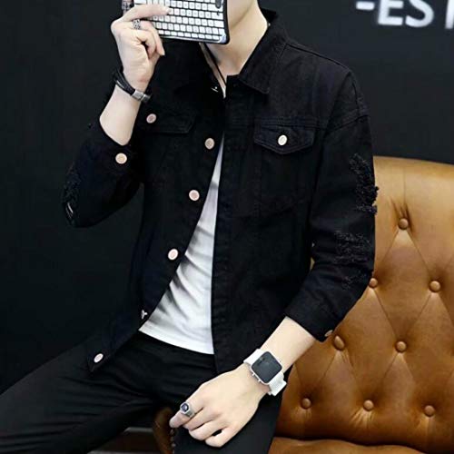 Colygamala Men's Motorcycle Vintage Ripped Denim Trucker Jean Jacket 5Color2