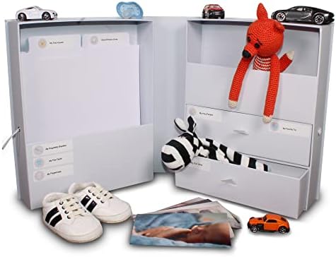 IRONIX Keepsake Memory Box for Baby – Baby 1st Year Memory Box – Baby Keepsake Organiser Memory Box Large – with 17 Sticker Set – Keepsake Memory Box for Boys & Girls – Memory Box for Keepsakes Gift
