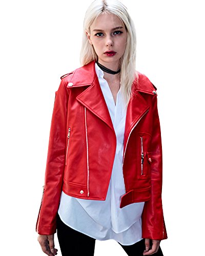 LY VAREY LIN Women's Zipper Motorcycle Biker Faux Leather Jackets