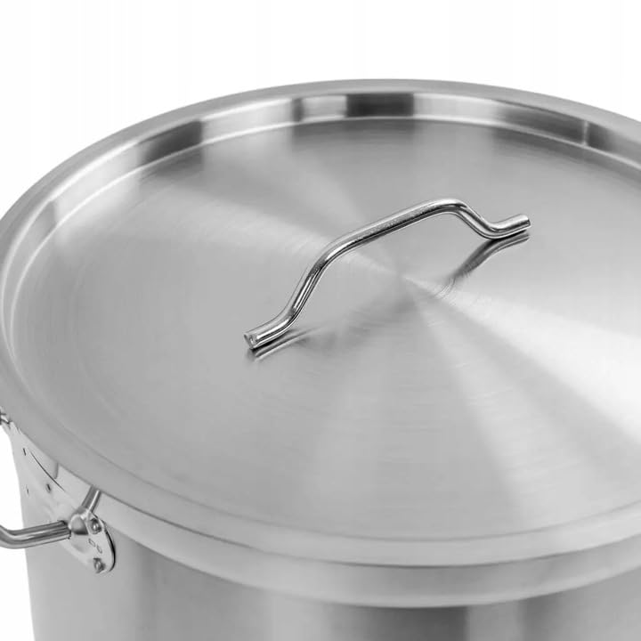 Mega-M Pentola GRANDE a induzione in acciaio inox AISI 443 con COPERCHIO PRO cucina in ceramica, elettrica, gas, induzione, maniglie non riscaldanti, coperchio incluso (36 L)