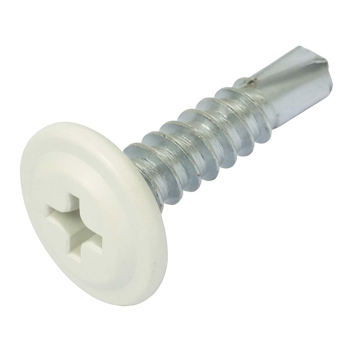 4.2mm x 16mm (Pack of 50) Grey White Painted Self-Drilling Screws with Flange Head Zinc Plated for Metal Sheet Construction Roofing Windows RAL9002 M10EF