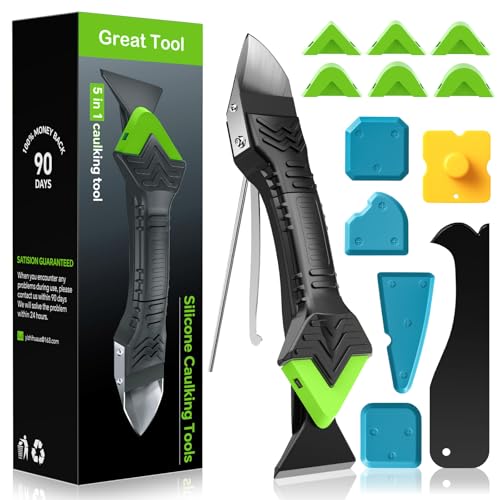Caulking Tool 5 in 1 Silicone Caulking Grout Removal Sealant Finishing Tool with Grout Scraper, 6...