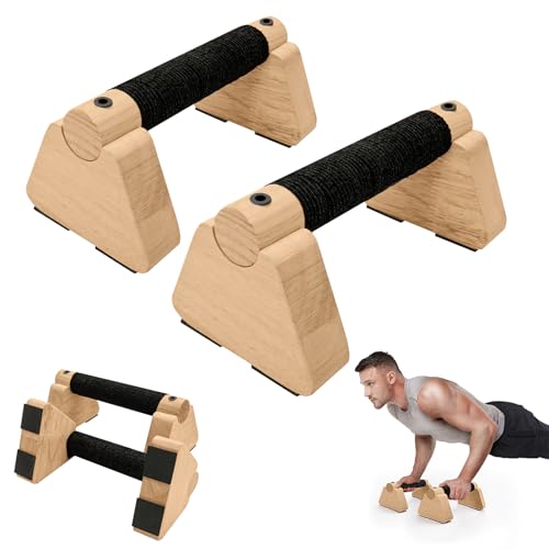 Rolitwils Parallettes Bars - Wooden Calisthenics Equipment for Handstand Training, Push Up Bars & Calisthenics Bar - Handstand Blocks and Pushup Handles for Men (wood, 20cm)