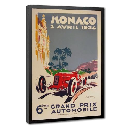 Impression sur toile Grand Prix de Monaco 1934 : tableau déco salon 20x30 cm