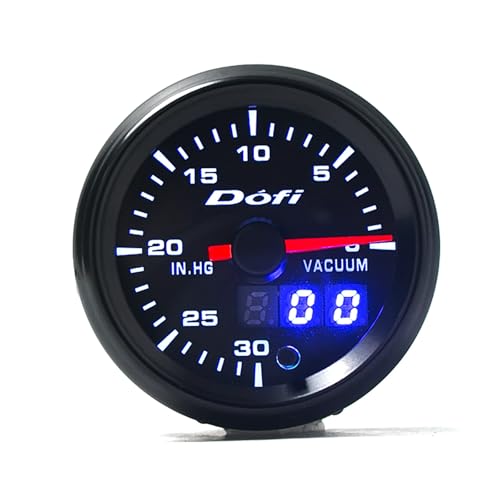 2" 52mm 7 Color LED Digital Pointer Car Vacuum Press Gauge Meter W/Sensor