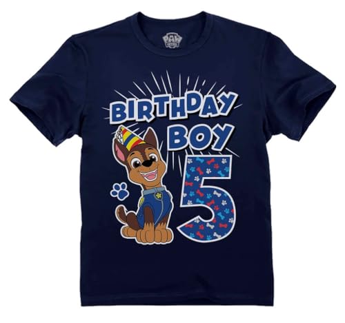 Paw Patrol 5 Chase Shirt Gifts for Five Years Old 5th Birthday Theme Party Toddler Kids T-Shirt 5T Navy