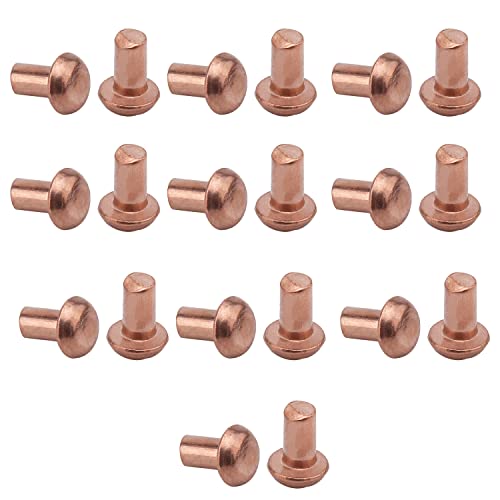 Solid Rivets,Head Copper Solid Rivet Head Copper Solid Rivet, 200Pcs M3 Round Head Copper Solid Rivets Fastener 0.12