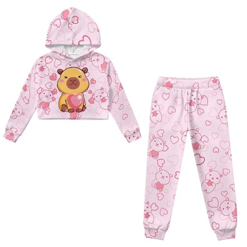 Hoodies and Jogger Pants Set for Kids Girls Sweatsuit Fall Clothing Sets Long Sleeve Hooded Sweatshirt & Sweatpant