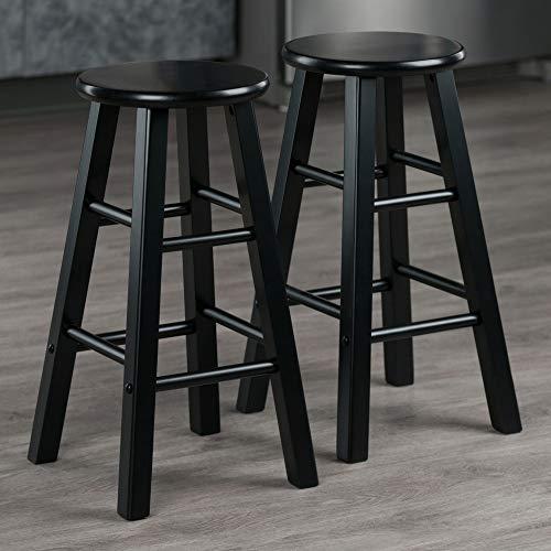Image of Winsome Element 2-Piece Counter Stool Set, Classic Backless Bar Chairs for Kitchen & Dining Room Seating, Timeless Essential Furniture for Home, Dorm, Apartments