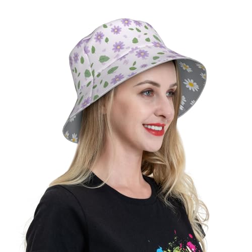 Image of Bucket Hat Double-Side-Wear Reversible Sun Hat Beach Travel Hiking for Women Men