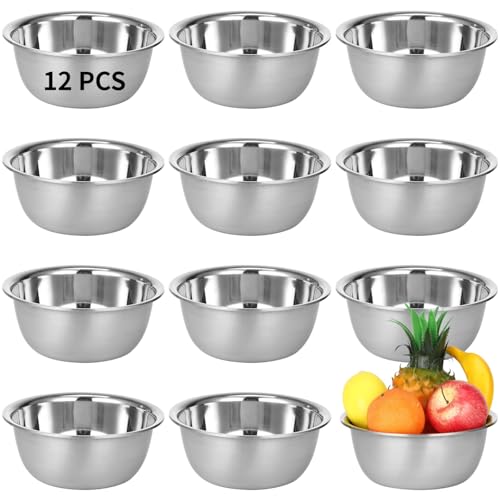 Juego de 12 tazones de acero inoxidable para cocina miniatura 1