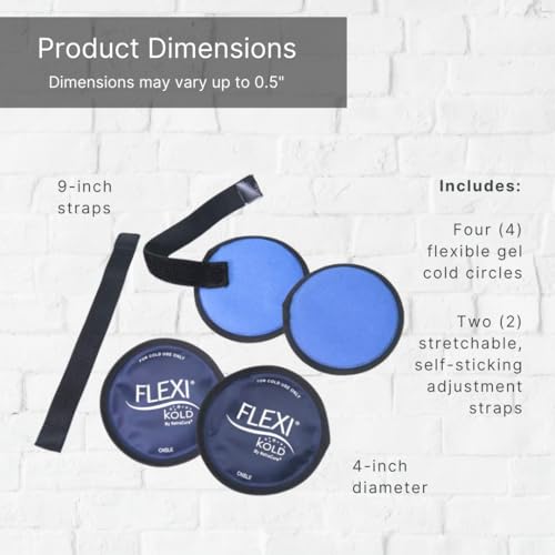Image of FlexiKold Gel Ice Pack Circles w /Straps (4 Pack) - Small Ice Packs, Reusable Ice Pack for Injuries, Ice Packs Reusable, Breastfeeding, Wisdom Teeth, Sinus Headaches - 6304-STRAP4PK by NatraCure
