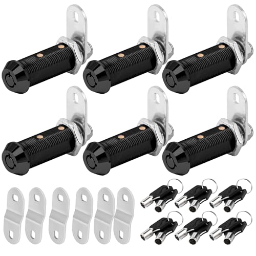 Image of Sissinda Black Cam Locks RV Storage Locks Keyed Alike, 1-1 /2 inch Fits on 1-1 /4 inch Max Door Thickness, RV Compartment Locks for Camper Trailer Cabinet Locks with Keys (Black 1-1 /2 Inch 6Pack)