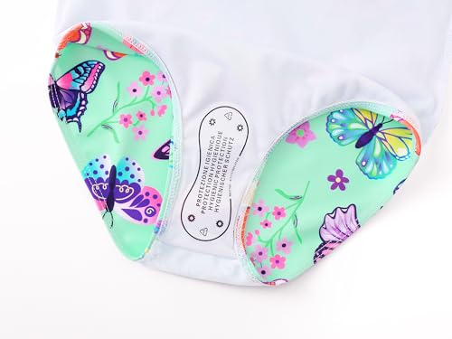 Image of Dvenki Toddler Girls One Piece Swimsuit Adjustable Straps Sizes 2T-10 | quick-dry swim fabric, skin-friendly, ruffle neckline, leopard, check, mermaid prints, swimwear for beach, pool, summer party