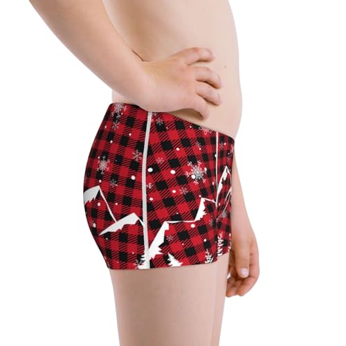 Boys' Cotton Boxer Brief Soft Underwear-Christmas Tree Buffalo Plaid2