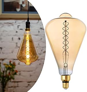 ALAMPEVER Dimmable LED Edison Bulb, 7W (40W Equivalent), ST164 Style Oversized Decorative Light Bulb with Amber Glass Finishing, 2200K Warm White, 400 Lumens, E26 Medium Base, CRI90