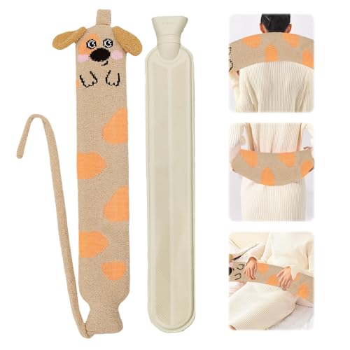 Lvjkes Wärmflasche Lang, Nackenwärmflasche, 2 Liter 72x12 cm Gummi-wärmflasche mit bezug, Zur Reinigung Abnehmbar, für Erwärmen und Kühlen von...