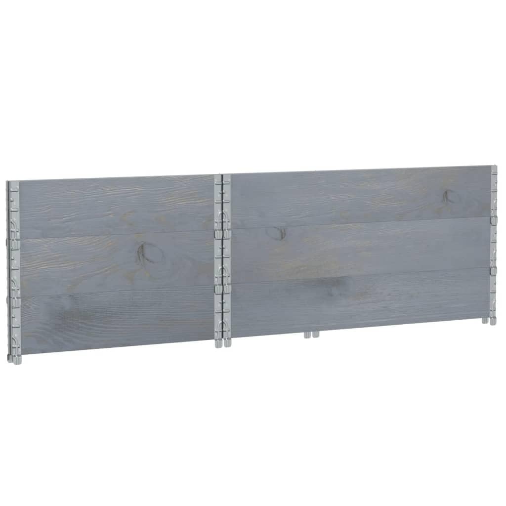 Rama na palety, 3 szt., szara, 120 x 80 cm, lite drewno sosnowe, możliwość układania w stos z ocynkowanymi zawiasami, do przechowywania, transportu i logistyki w przemyśle, warsztacie, wysyłka
