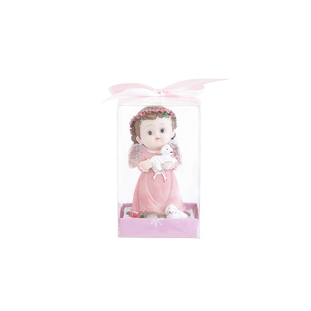 MEGA FAVORSKeepsake Figurine 12 pcs Baby Girl Pink Angel Holding Baby Lamb | Awesome Decorations or Party Favors | for Baptism, First Communion, Religious and Special Celebrations