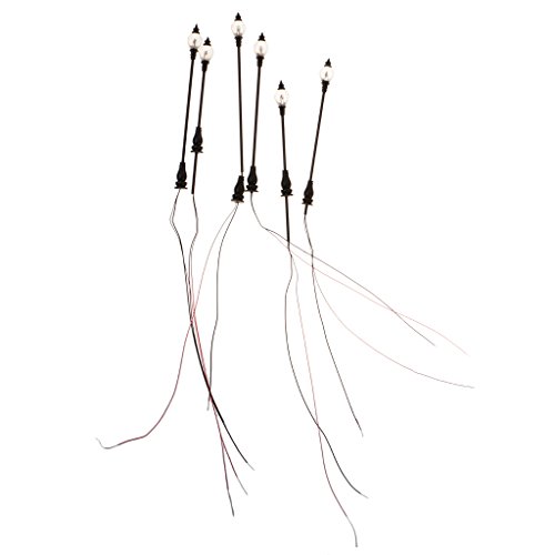 IPOTCH 6X 1/87 Mini Lampadaires à LED Lampe Décoratifs Décor pour Train Railway Architecture Rue Parc Ho Échelle