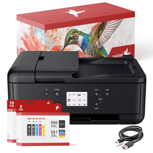 realink Bundle TR7650 Multifunktionsgerät (Drucker, Scanner, Kopierer) mit 15 XXL Druckerpatronen