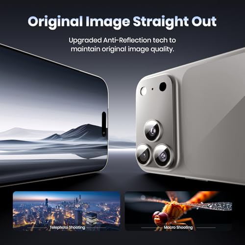 Image of Hoerrye for iPhone 17 Pro Max Camera Lens Protector - [12FT Shatterproof Military Grade] [Strong Adsorption] Metal 9H+ Tempered Glass Camera Screen Full Protective Cover Case Friendly,Gray