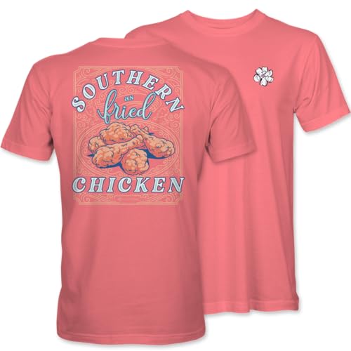 Southern As Fried Chicken Graphic T-Shirt, Cotton, Pink, Short Sleeve