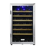 EdgeStar CWF440SZ 20 Inch Wide 44 Bottle Capacity Free Standing Wine Cooler with Reversible Door and LED Lighting