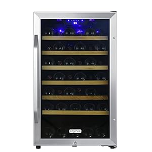 EdgeStar CWF440SZ 20 Inch Wide 44 Bottle Capacity Free Standing Wine Cooler with Reversible Door and LED Lighting