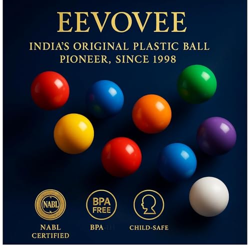 Image of EEVOVEE, 50 Pcs 8 cm Big Large Size Soft Safe Multi Colour Plastic Pool Balls for Kids, Soft Balls for Kids.BPA-Free and Non-Toxic Plastic Balls for Kids ISI 9873 Safety Certified