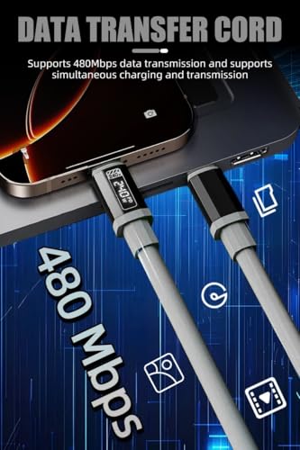 Image of [2-Pack, 5 ft] 240W USB C to C Cable for iPhone 17 Charger Fast Charging Cable Flexible Silicone Type C E-Marker Charger Cord [Neon Green & Silver Gary]