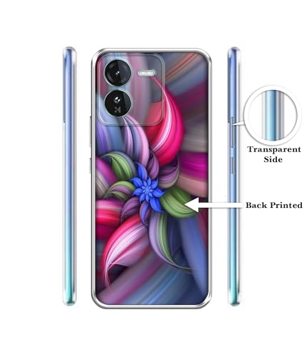 Image of Casotec Colorful Flower Design Printed Silicon Soft TPU Back Case Cover for iQOO Z9 5G, Multicolour