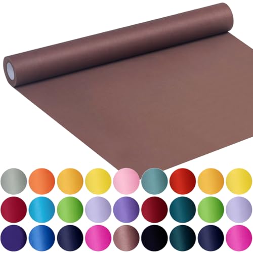 SMART&CASUAL 17.8 x 760 (63) Coffee Kraft Craft Paper Roll for Gift Wrapping Bulletin Board Bouquet Flower Kids Art Packing Parcel Table Covering 80GSM 55LB (Coffee 17.8 x 63)