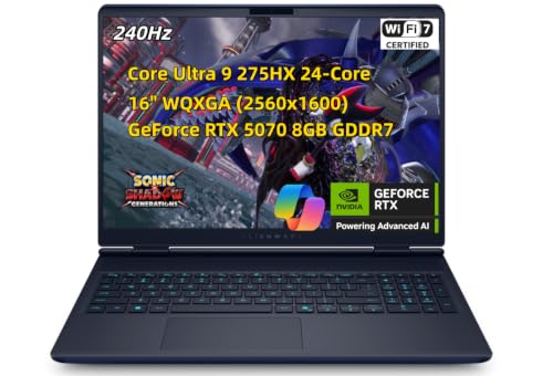 Image of 2026 NewDell Alien.Ware 16X Aurora Gaming AI Laptop, 16 inch WQXGA 240Hz (100% DCI-P3), Core 24-core Ultra 9 275HX 64GB RAM 8TB SSD, GeForce RTX 5070 8GB, Thunderbolt4 Backlit (1 Zone) Keyboard Win 11
