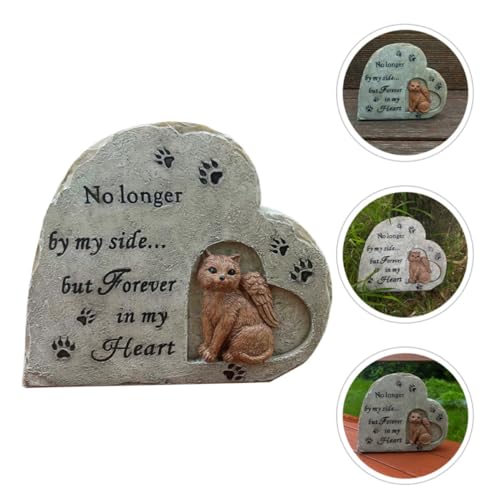 Piedra conmemorativa de resina para gatos, figura de mascota para jardín FRCOLOR 6