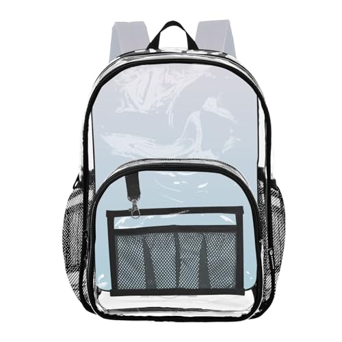 Travel Clear Bags for Women Kids Backpack Boys Girls See through Approved Bag Magnolia Light Blue Gradient