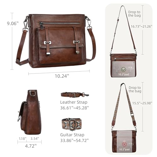 Image of Iswee Soft Leather Crossbody Bags for Women Shoulder Handbags Multi Pockets | Travel Purse with Adjustable Strap Medium Size Organizer Designer Pocketbooks with Adjustable Strap