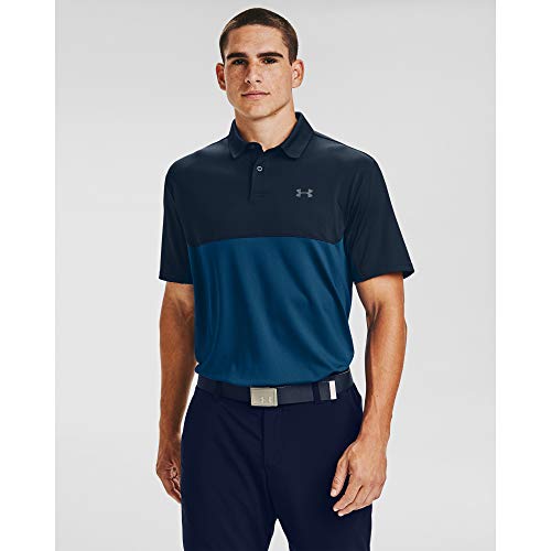 Under Armour Men's Performance Golf Polo 2.0 Colorblock , Academy Blue (411)/Pitch Gray , Small