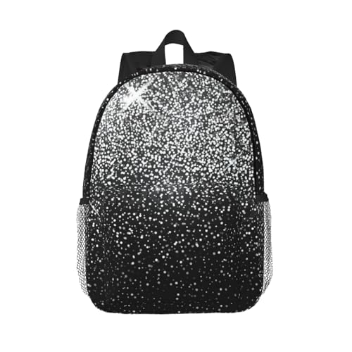 OTTKGGA Sac à dos classique à paillettes argentées brillantes de 38,1 cm, léger, résistant à l'eau, pour filles, garçons, étudiants, voyages, travail,...