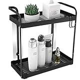 QDH Bathroom Countertop Organizer 2-Tier Standing Rack Cosmetic Holder Metal Storage Floating Wall Mounted Shelf ,Spice Rack Kitchen Organization