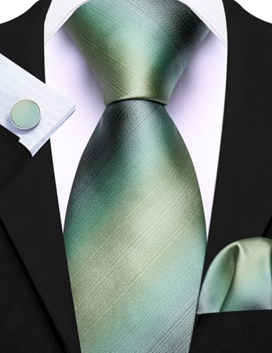 Image of Barry.Wang 6 PCS Men Ties Set Silk Business Fashion Woven Necktie Handkerchief Cufflinks Paisley Stripe Wedding Party