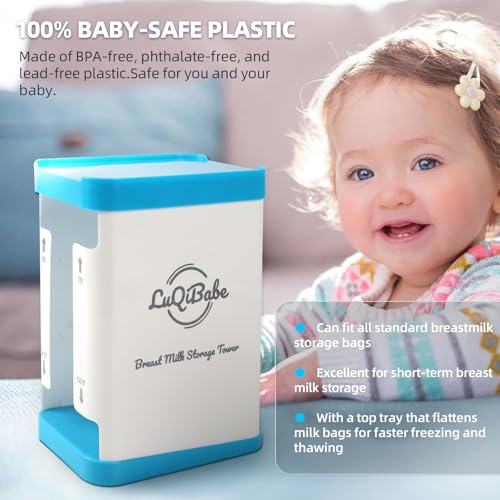 LuQiBabe Milk Bag Storage Rack Breast Milk Storage Tower Freezes Breast Milk Bags Flat Store and Organize More Than 10 Milk Bags - First-in & First-Out Breastmilk Bag Organizer for Freezer