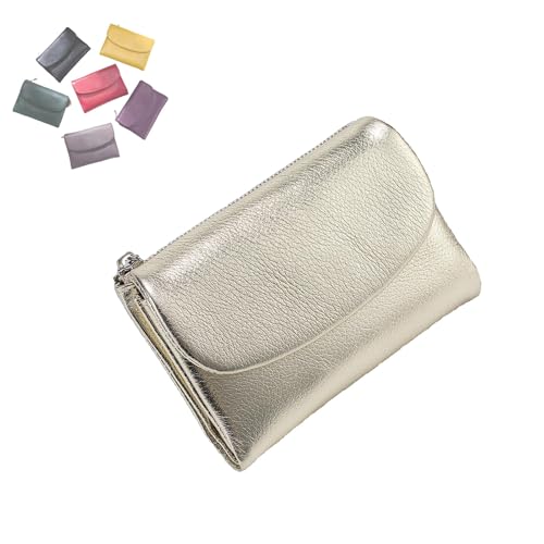 Joyfullygo Wallet, Joyfullygo Unisex Pebble Leather Wallet Relevantk Womens Soft Small with Credit Card Holder, Coin Holder & Cash Slots(Gold)