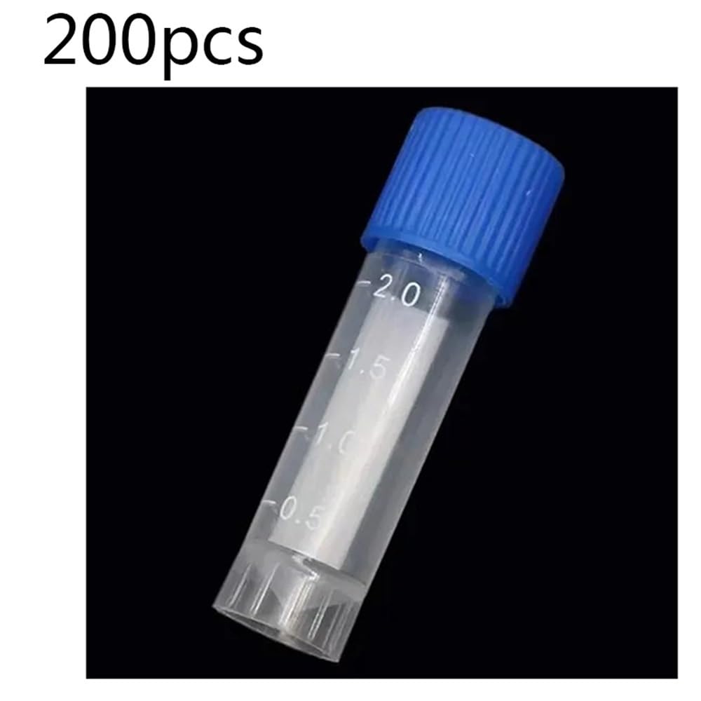 Tubo de ensayo de plástico for laboratorio, frasco con tapa de sellado, envase de 2 ml(200Pcs)