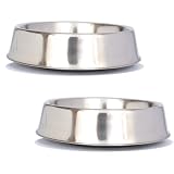 Iconic Pet 4 Cup Anti Ant Stainless Steel Non Skid Pet Bowl for Dog Or Cat (2 Pack), 32 oz