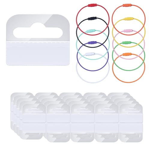 BOXOB Holder for Yoto Cards Rings and Tabs, 50pcs 1.57x1.77in Self Adhesive Tabs with 10pcs Stainless Steel Loops Carrier for Yoto Accessories Card Storage Organizer
