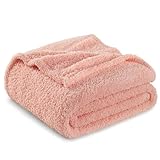 Exclusivo Mezcla Kuscheldecke Fleecedecke für Sofa, Weiche, Warme & Flauschige Decke Sofadecke Wohndecke für Ganzjahreszeit, 150 x 200 cm, Hellrosa